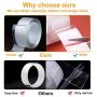Nano Tape, 17.0Ft Washable Reusable Adhesive Multi-Function Nano Tape, Free to Remove Transparent Traceless Tape, Heavy Duty Silicone Double-Sided Tape Stick to Glass, Metal, Kitchen Cabinets or Tile