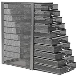 Mind Reader 10CABMESH-SIL Storage Organizer, Heavy Duty Multi-Purpose, Silver 10 Drawer