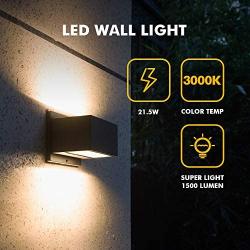 LUTEC Gemini LED Sconces Wall Lighting 21.5W Warm White 3000K 1500Lumen Up and Down Outdoor Wall Light with Tempered Glass for Porch, Garage, Garden, Entryway