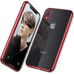 DTTO iPhone XR Case, Slim Fit Case Soft TPU Clear Cover with Metal Luster Edge for Apple iPhone XR 6.1 Inch- Red