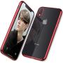 DTTO iPhone XR Case, Slim Fit Case Soft TPU Clear Cover with Metal Luster Edge for Apple iPhone XR 6.1 Inch- Red