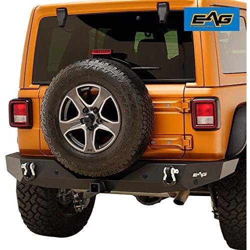 EAG Full Width Rear Bumper with Parking Sensor Mount Bracket and D-Ring Fit for 18-21 Wrangler JL