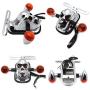 HTTMT- Chrome Amer Metal Skull Brake Tail Light Signal Compatible with Bobber Choppers Motorcycle Bike [P/N: XH3118B-B-01-CD+AMBER]