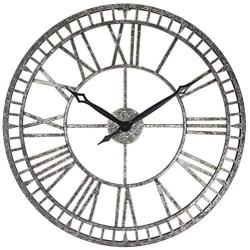 PresenTime & Co Modern Farmhouse Series, Kensington Metal Wall Clock, 24 inch, Galvanized Finish