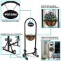 Sunnydaze Hanging Basket Planter Stand with Metal Welcome Sign, Indoor/Outdoor Plant Holder, 45 Inch