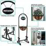 Sunnydaze Hanging Basket Planter Stand with Metal Welcome Sign, Indoor/Outdoor Plant Holder, 45 Inch Sunnydaze Hanging Basket Planter Stand with Metal Welcome Sign, Indoor/Outdoor Plant Holder, 45 Inch