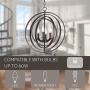 Kira Home Orbits 18'' 4-Light Modern Farmhouse Orb/Globe Pendant Chandelier + Pivoting Interlocking Rings, Adjustable Height, Hand Painted Trim + Antique Bronze Finish
