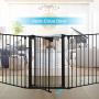 KingSo 80 inch Auto Close Baby Gate Super Wide Safety Gate Foldable Extra Wide 33-80 inch Walk Thru for House Stair Doorways Hallways Include Hardware Mounts(30'' Tall, Black)