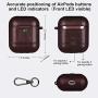 MOBEALO AirPods Leather Case 2 2019 Newes Protective Skin Cover Shockproof Accessories [Front LED Visible] with Stainless Steel Keychain Support Wireless Charging (Dark Brown)