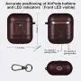 MOBEALO AirPods Leather Case 2 2019 Newes Protective Skin Cover Shockproof Accessories [Front LED Visible] with Stainless Steel Keychain Support Wireless Charging (Dark Brown)