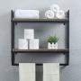 Weven Industrial Metal 23.6'' Bathroom Shelves Wall Mounted,2-Tier Rustic Wall Shelf Over Toilet,Towel Rack with Towel Bar,Floating Shelf Towel Holder,Black