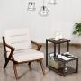 Tangkula 3-Tier Sofa Side Table, Nightstand with Storage Shelf, Sturdy Metal Frame, Ladder-Shaped Chair Side Table, Brown Tabletop Storage Shelf for Living Room or Bedroom (Brown)