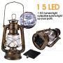Vintage LED Hurricane Lantern with Dimmer Switch and 15 LEDs, Warm White Electric Kerosene Lamp Battery Operated, Hand-Painted Gold Metal Hanging Lantern for Indoors and Outdoor