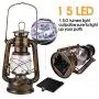 Vintage LED Hurricane Lantern with Dimmer Switch and 15 LEDs, Warm White Electric Kerosene Lamp Battery Operated, Hand-Painted Gold Metal Hanging Lantern for Indoors and Outdoor