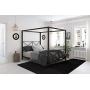 DHP Rosedale Metal 4 Poster Canopy Bed with Crisscross Headboard and Footboard - Queen (Black)