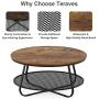 Teraves Industrial Coffee Table for Living Room,Round Coffee Table with Storage Shelf,Modern Coffee Table with Metal Frame,Easy Assembly