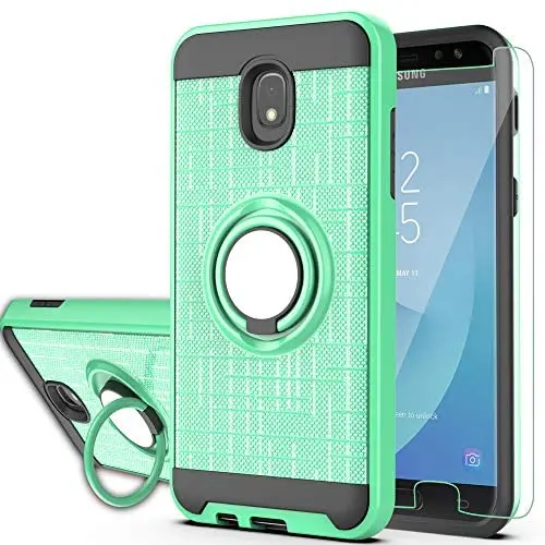 Galaxy J3 2018/J3 Eclipse 2/J3 Orbit/J3 Achieve/Express Prime 3/J3 Prime 2/Amp Prime 3 Case HD Phone Screen Protector,Ymhxcy 360 Stand & Dual Layer Back Cover for Galaxy J3 Emerge 2018-ZH Mint