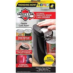 Original Safety Can Express As Seen On TV by BulbHead - Easy One-Touch Operation - Effortless Electric Can Opener Leaves Smooth Edges - Works On All Types of Cans - Lids Fit Back In Place for Storage