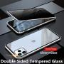 Anti-Spy Anti-Peeping iPhone Xs Max 360° Full Body Case,Clear Double Sided Tempered Glass [Magnetic Adsorption] Metal Bumper Protection Privacy Cover for iPhone Xs MAX (Silver, iPhoneXSMAX)