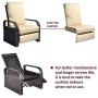 Outdoor Wicker Recliner Chair with 5.12 Cushions, Automatic Adjustable Patio Chaise Lounge Chairs, Aluminum Frame. UV Resistant and Rustless (Khaki)
