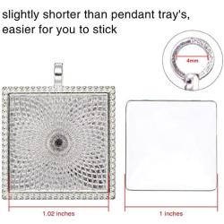 EBOOT 20 Pieces Pendant Trays Square Bezel and 20 Pieces Glass Dome Tiles for Crafting DIY Jewelry Making, Totally 40 Pieces