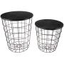 Lavish Home Nesting End Tables with Storage (Black)