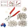 Garneck 200 Pcs Sewing Snaps,Snap Fasteners Tool Kit, 9.5mm Metal Grommet Kit, Press Studs Snap Buttons Rings with Plier and 2 Rubber Sleeve for DIY Sewing Craft Thin Clothing