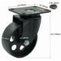 FactorDuty 4 All Black Metal Swivel Plate Caster Wheels w/Brake Lock Heavy Duty High-Gauge Steel (3.5'' Combo)