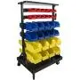 Erie Tools TLPB04 60 Parts Bin Storage Shelving with Locking Wheels for Shop Garage or Home Storage