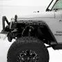 Razer Auto Rock Crawler Stubby Gloss Black Painted Pocket Style+Rivet Front+Rear 4pcs Fender Flares w/ 10x LED Light Side Maker (Black) for 07-17 Jeep Wrangler JK