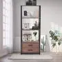 Industrial Bookshelf Bookcase with 2 Drawers, 60'' Etagere Standard Bookshelf Wooden Metal Freestanding Display Shelf for Home and Office, Rustic Brown and Black Industrial Bookshelf Bookcase with 2 Drawers, 60'' Etagere Standard Bookshelf Wooden Metal Freestanding Display Shelf for Home and Office, Rustic Brown and Black