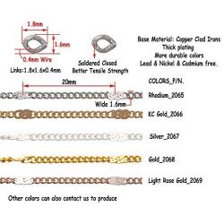 ZCNest 32.8 Ft(10m) Rhodium Flat Curb Chains for Jewelry Making Set, with Lobster Clasps+Jump Rings+Pinch Bails, Cable Link Craft Chain Findings for Necklace Bracelet DIY 2065-B