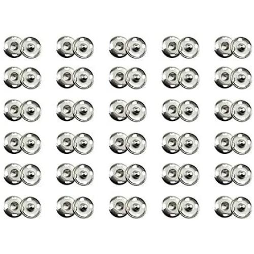 Hao Pro Sew on Snap Button 15mm Dia Press Stud Metal Fastener Stay Put Close Clip Tightly Smooth Touch for Sew Clothes DIY Craft Thick Cotton Silver 30pcs