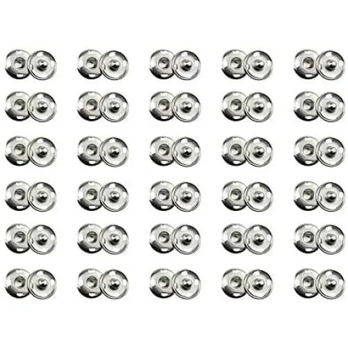 Hao Pro Sew on Snap Button 15mm Dia Press Stud Metal Fastener Stay Put Close Clip Tightly Smooth Touch for Sew Clothes DIY Craft Thick Cotton Silver 30pcs