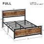 LIKIMIO Industrial Full Bed Frame with Headboard and Footboard, Strong 4 U-Shaped Support Frames & 2 Independent Support Rods & 9 Support Legs, Noise-Free, No Box Spring Needed