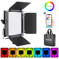 Neewer 530 RGB Led Light with APP Control, 528 SMD LEDs CRI95/3200K-5600K/Brightness 0-100%/0-360 Adjustable Colors/9 Applicable Scenes with LCD Screen/U Bracket/Barndoor, Metal Shell for Photography