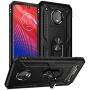 Rebex Compatible with Moto Z4 Case,Moto Z4 Play Case,Moto z4 Force Case Cover, Tough Heavy Protective 360 Metal Rotating Ring Kickstand Holder Grip Magnetic Metal Armor Heavy Duty Shockproof (Black)