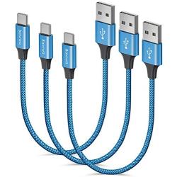 [3-Pack, 1ft] Short USB Type C Cable, Baiwwa 3.1A Fast Charging Cord USB A to USB C Charger Braided Cable Compatible with Samsung Galaxy S10e S20 S10 S9 Plus A10E A11 A20 A30 A50 A51 A71 Note 20 10 9