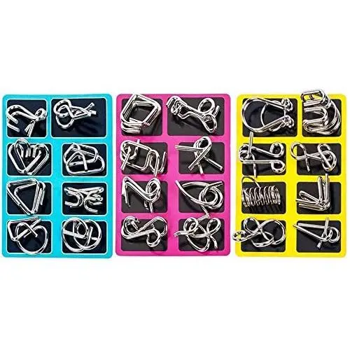 elecnewell IQ Puzzle Brain Teaser Set of 24 Brain Teasers Metal Wire Puzzle Toys - Assorted Metal Puzzle Toys for Gifts, Party Favors, Prizes, Disentanglement Puzzle Unlock Interlock Toys elecnewell IQ Puzzle Brain Teaser Set of 24 Brain Teasers Metal Wire Puzzle Toys - Assorted Metal Puzzle Toys for Gifts, Party Favors, Prizes, Disentanglement Puzzle Unlock Interlock Toys