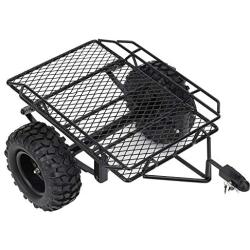 Woyisisi RC Trailer, RC Metal Bucket Trailer Simulation Trailing Car for TRX4 D90 SCX10 CC01 1/10 DIY Parts(Black)