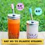 BOBA FIDE 9.4” & 8.5” Stainless Steel Boba & Smoothie Straws + Safety Silicone Tips & Brushes in 2 Travel Cases, Angled Tip Extra Wide Bubble Tea Milkshake Straws, 4 Reusable Metal Straws