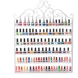 DAZONE Nail Polish Holder, DIY 6 Tier Metal Nail Polish Rack Nail Polish Wall Rack Organizer Holds 120 Bottles Nail Polish White Nail Polish Shelf Wall Mount