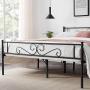 VECELO Bed Frame/Mattress Foundation with Vintage Headboard & Footboard, Easy Assembly, Queen, Black