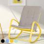 PHI VILLA Outdoor Patio Metal Rocking Chair, Padded Modern Rocker Chairs with Cushion, Support 301lbs for Porch, Deck, Balcony or Indoor Use (1PCS, Yellow)
