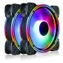 Conisy 120mm RGB PC Case Fan,Rainbow LED Series Super Silent Efficient Cooling Fan for Computer case - Dual Pack (Colorful)