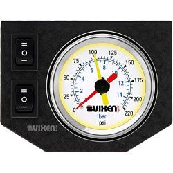 Vixen Air One 2'' Dual Needle Air Pressure White Gauge with Two Momentary Switches and Metal Dash Panel Kit VXF1GP2RKW