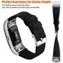 Maledan Compatible with Charge 2 Bands for Women Men, Breathable Woven Fabric Replacement Accessory Strap Compatible with Charge 2 and Charge 2 SE Fitness Activity Tracker, Large, Black