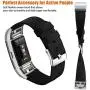Maledan Compatible with Charge 2 Bands for Women Men, Breathable Woven Fabric Replacement Accessory Strap Compatible with Charge 2 and Charge 2 SE Fitness Activity Tracker, Large, Black Maledan Compatible with Charge 2 Bands for Women Men, Breathable Woven Fabric Replacement Accessory Strap Compatible with Charge 2 and Charge 2 SE Fitness Activity Tracker, Large, Black