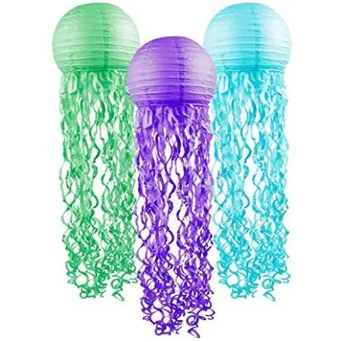 Jellyfish Paper Lanterns 3 Pack Purple Green and Blue Mermaid Under The Sea Ocean Birthday Party Decorations Supplies Easy Setup Room Décor Jellyfish Paper Lanterns 3 Pack Purple Green and Blue Mermaid Under The Sea Ocean Birthday Party Decorations Supplies Easy Setup Room Décor