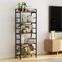 CosyStar 5-Tier Adjustable Tall Bookcase, Rustic Wood and Metal Standing Bookshelf, Industrial Vintage Book Shelf Unit, Open Back Modern Office Bookcases